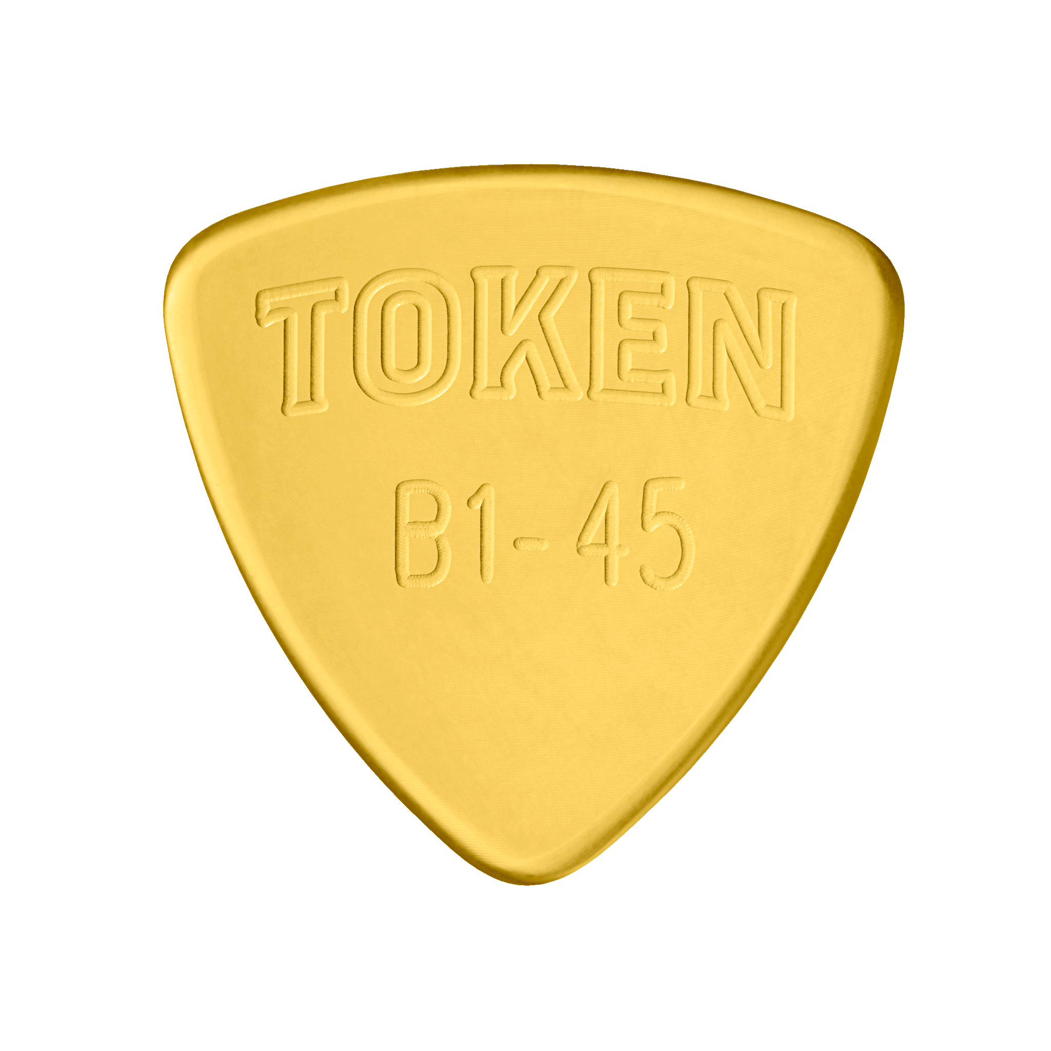 Token B1-45 Small Triangle guitar pick in Amber Ultem, 1.14mm thickness