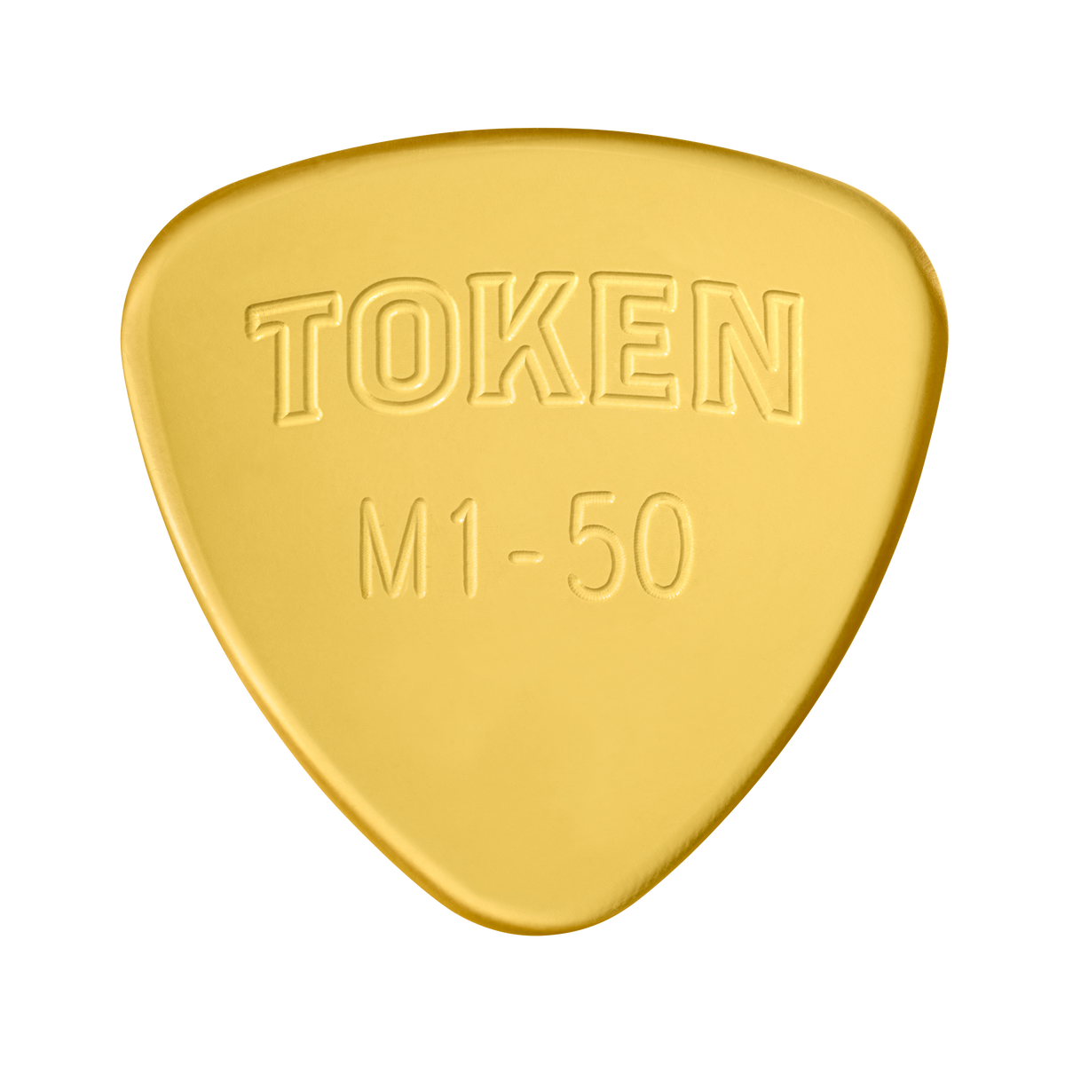 Token M1-50 Large Semi-Round guitar pick in Amber Ultem, 1.27mm thickness