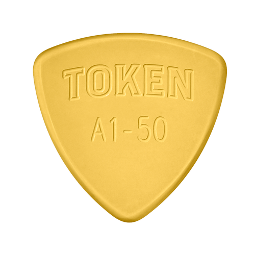 Token A1-50 Large Triangle guitar pick in Amber Ultem, 1.27mm thickness