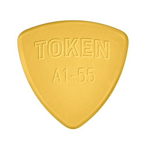 Token A1-55 Large Triangle guitar pick in Amber Ultem, 1.4mm thickness
