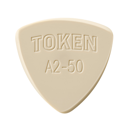 Token A2-50 Large Triangle guitar pick in Tan PEEK, 1.27mm thickness