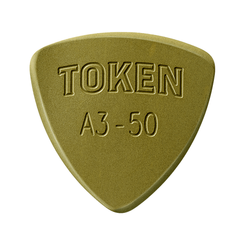 Token A3-50 Large Triangle guitar pick in Green Torlon, 1.27mm thickness