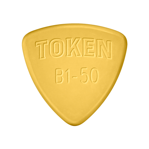 Token B1-50 Small Triangle guitar pick in Amber Ultem, 1.27mm thickness