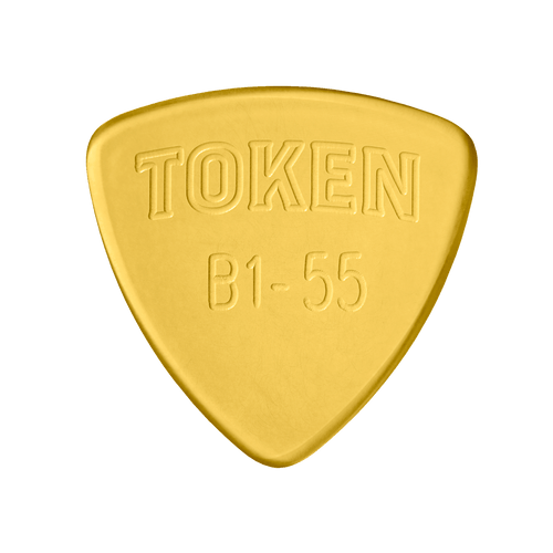 Token B1-55 Small Triangle guitar pick in Amber Ultem, 1.4mm thickness