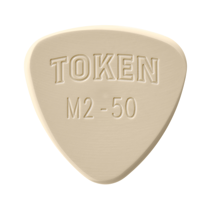 Token M2-50 Large Semi-Round guitar pick in Tan PEEK, 1.27mm thickness