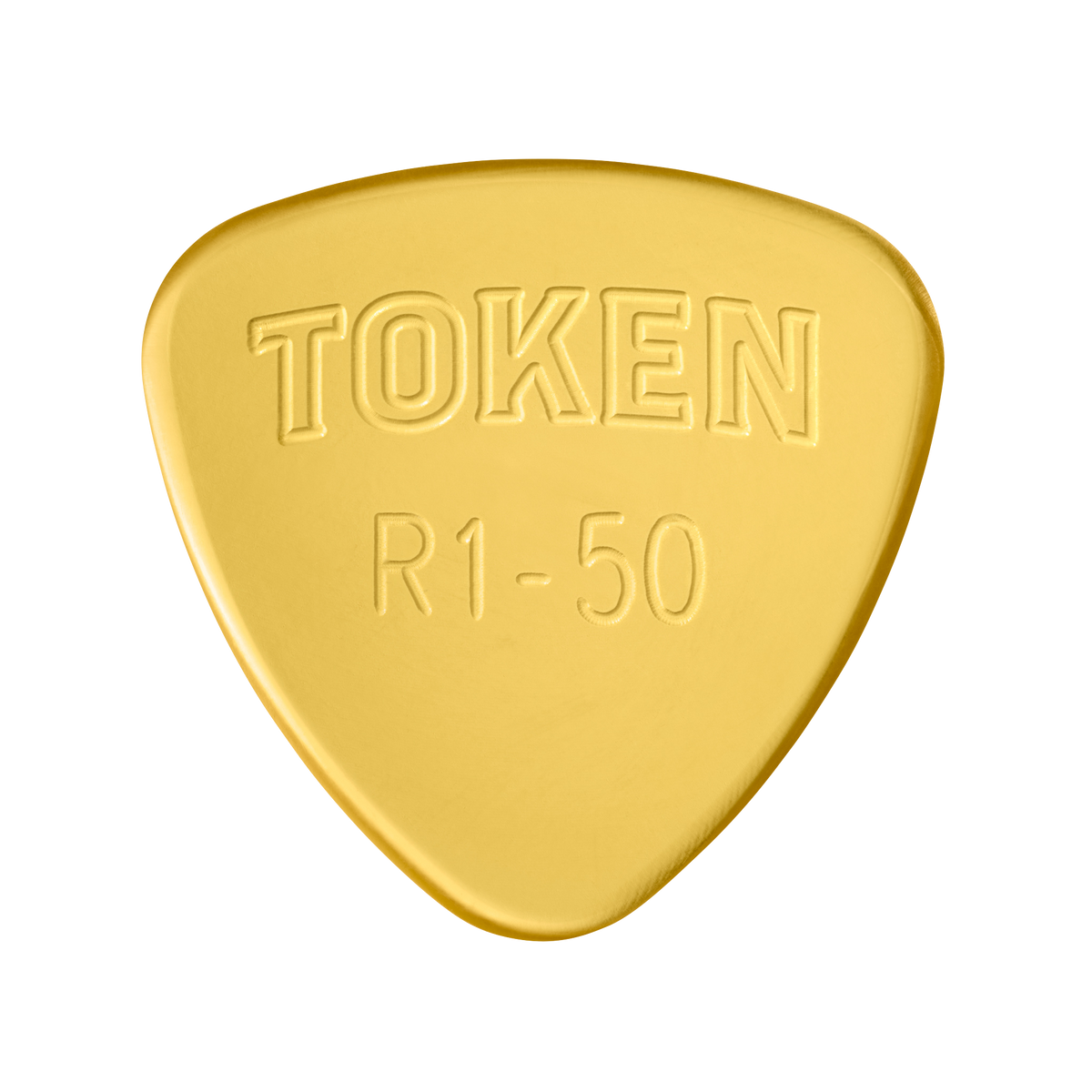Token R1-50 Small Semi-Round guitar pick in Amber Ultem, 1.27mm thickness
