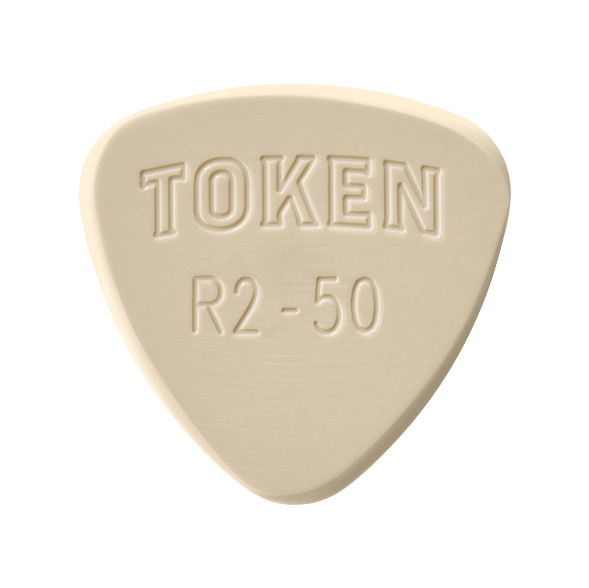 Token R2-50 Small Semi-Round guitar pick in Tan PEEK, 1.27mm thickness