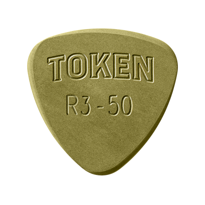 Token R3-50 Small Semi-Round guitar pick in Green Torlon, 1.27mm thickness